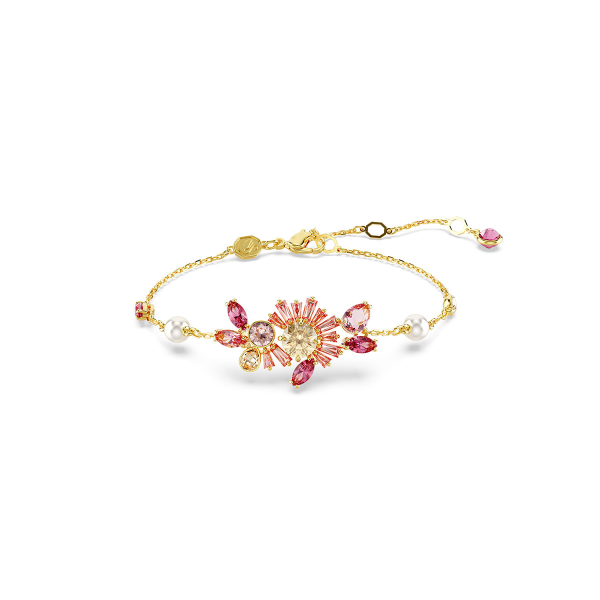 Swarovski Jewelry Mixed Cuts, Pink and Gold Flower Gema Bracelet